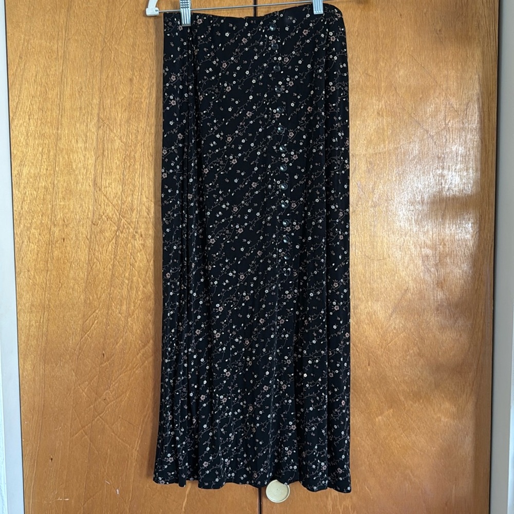 Vintage Y2K Floral Black Midi Skirt
